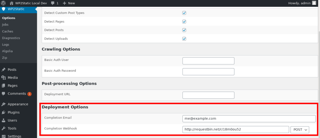 các tùy chọn triển khai