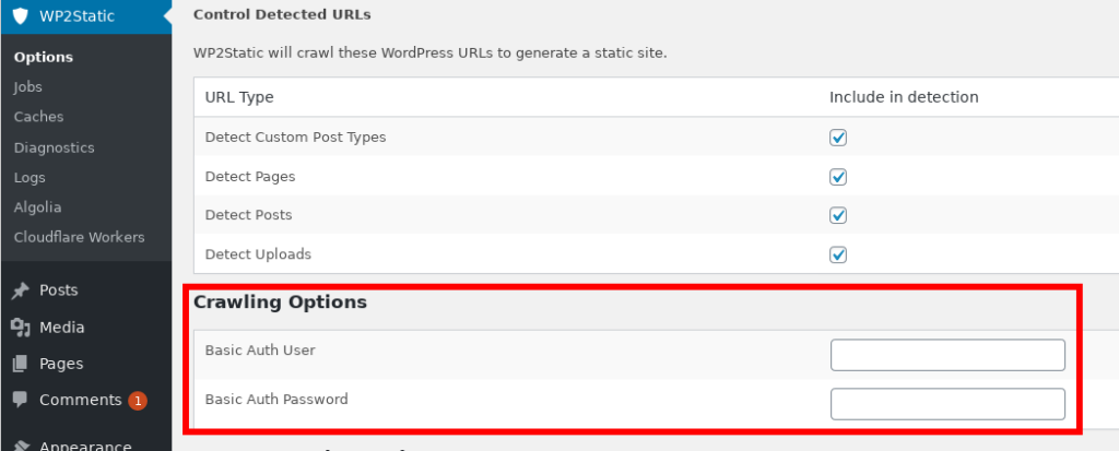 tùy chọn về Basic Auth