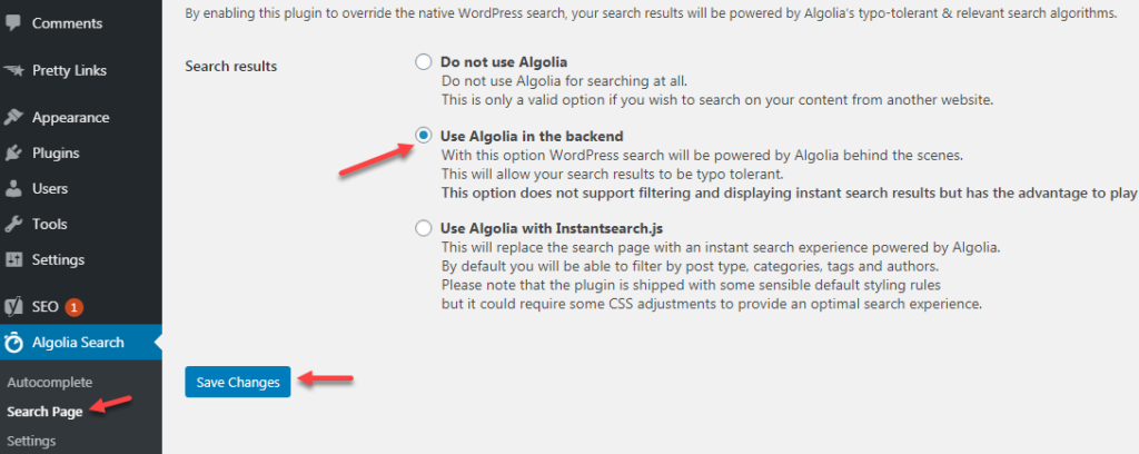 tùy chỉnh trang tìm kiếm