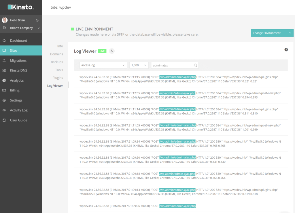 Các yêu cầu Admin-ajax trong logs