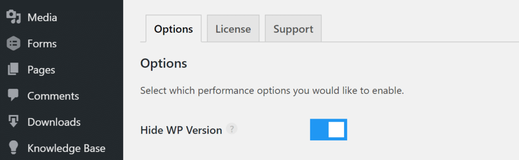Ẩn phiên bản WordPress bằng plugin perfmatters