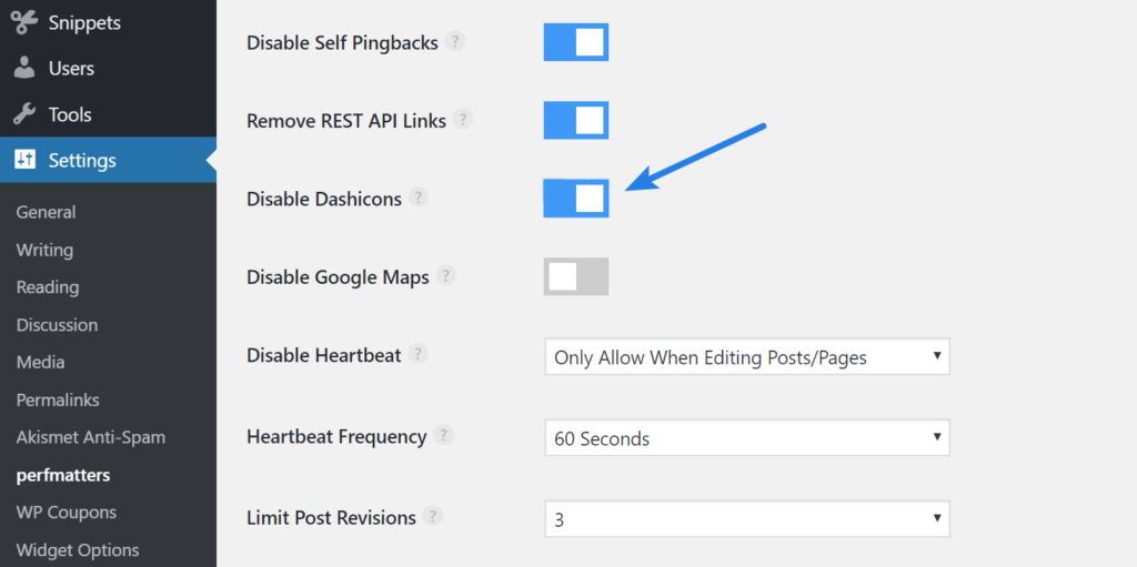 Loại bỏ Dashicons