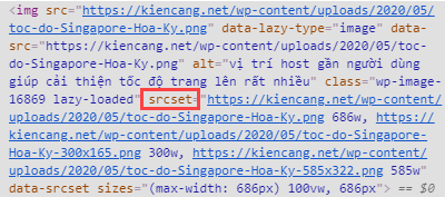 mã nguồn dành cho srcset