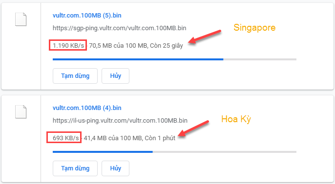 vị trí host gần người dùng giúp cải thiện tốc độ trang lên rất nhiều
