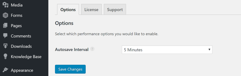 Thay đổi WordPress autosave interval thông qua plugin perfmatters