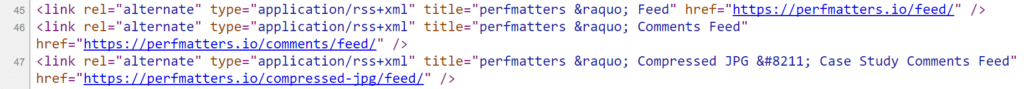 WordPress RSS feed links
