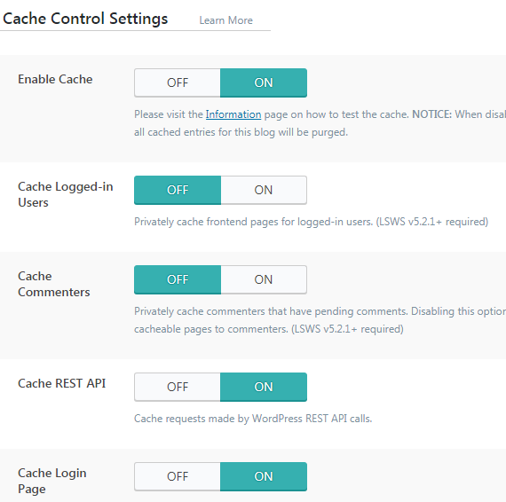 cài đặt cache trong LiteSpeed 1