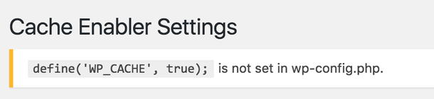 cảnh báo của cache enabler