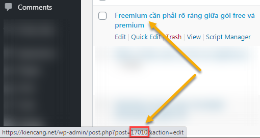 Tìm ID của bài post/page