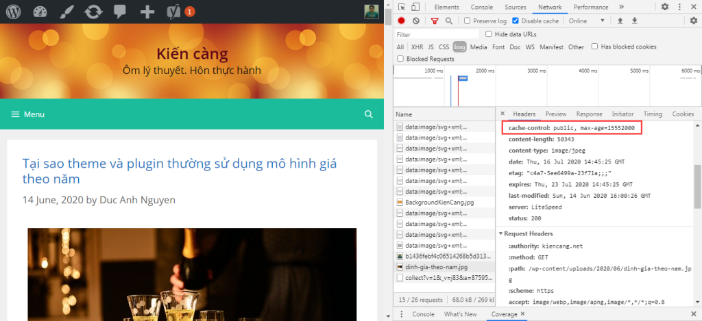 Cache trình duyệt đã như mong muốn