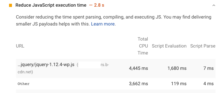 thời gian thực thi jQuery thường là vấn đề lớn với nhiều website