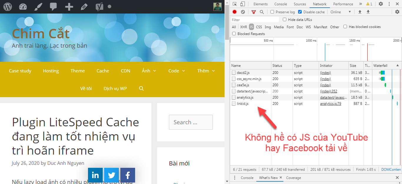 trì hoãn tốt iframe