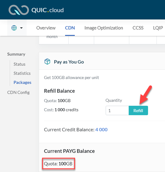 gói CDN trả phí của QUIC