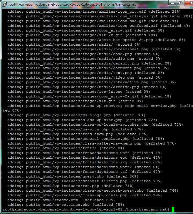 quá trình tạo file zip