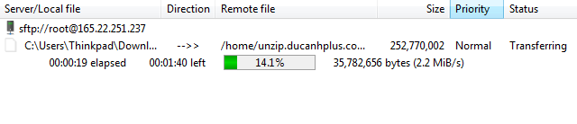 tải file zip lên thư mục website