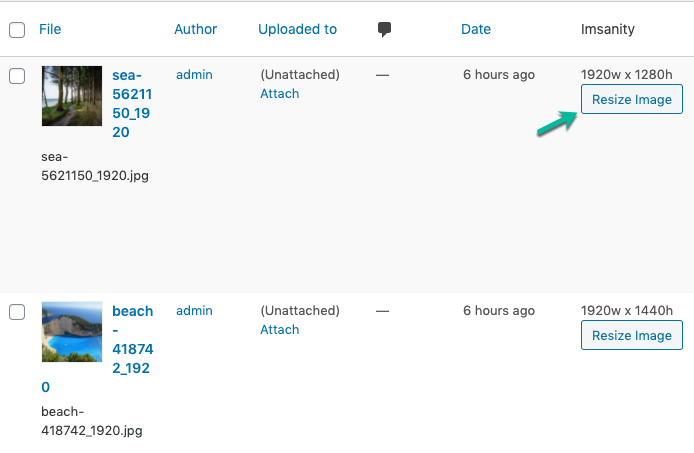 thay đổi kích cỡ ảnh từ phần List view