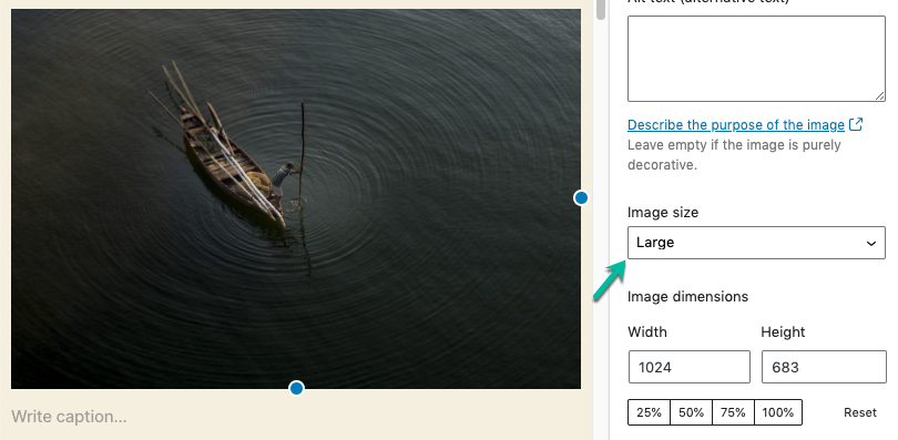Kích cỡ ảnh đưa vào trong bài viết