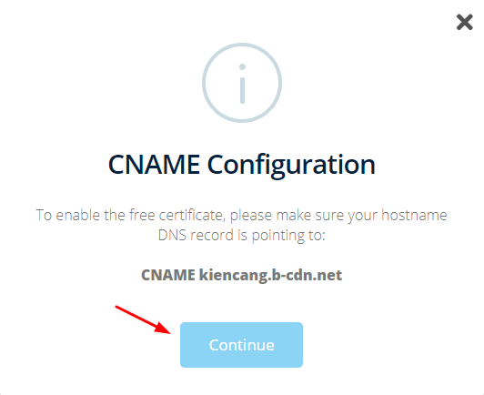 xác nhận đã trỏ CNAME