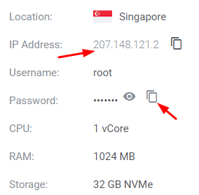 thông tin IP và mật khẩu của Ubuntu trên Vultr