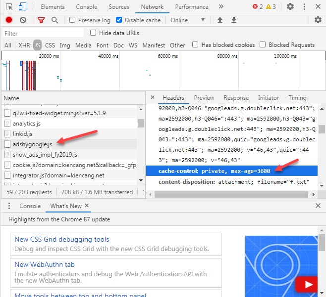 thời gian cache trình duyệt một file JS của bên thứ ba