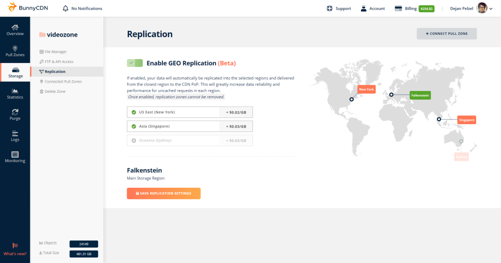 bật tính năng sao chép theo vùng địa lý