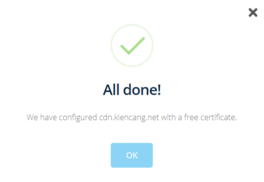 tạo tên miền tùy chỉnh thành công