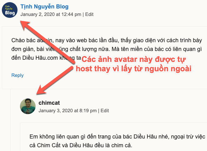 ảnh avatar được tự host