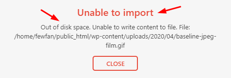 không thể nhập file vào