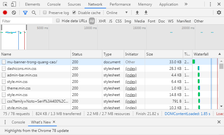 tải web lần đầu