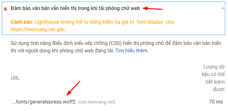 Đây là cảnh báo về font chữ