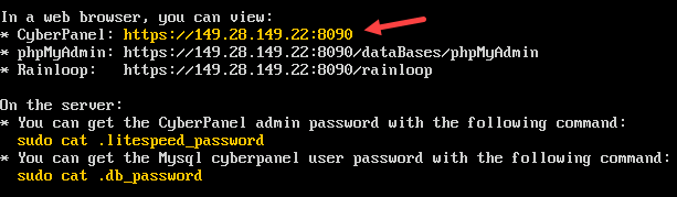 đăng nhập CyberPanel thành công