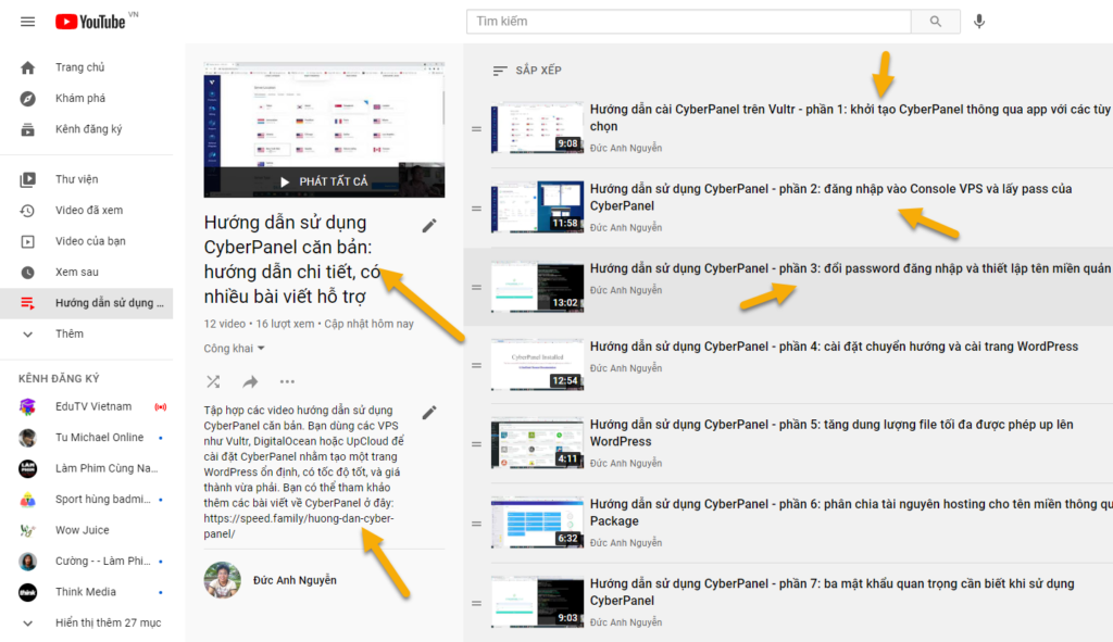 đưa video vào danh sách phát