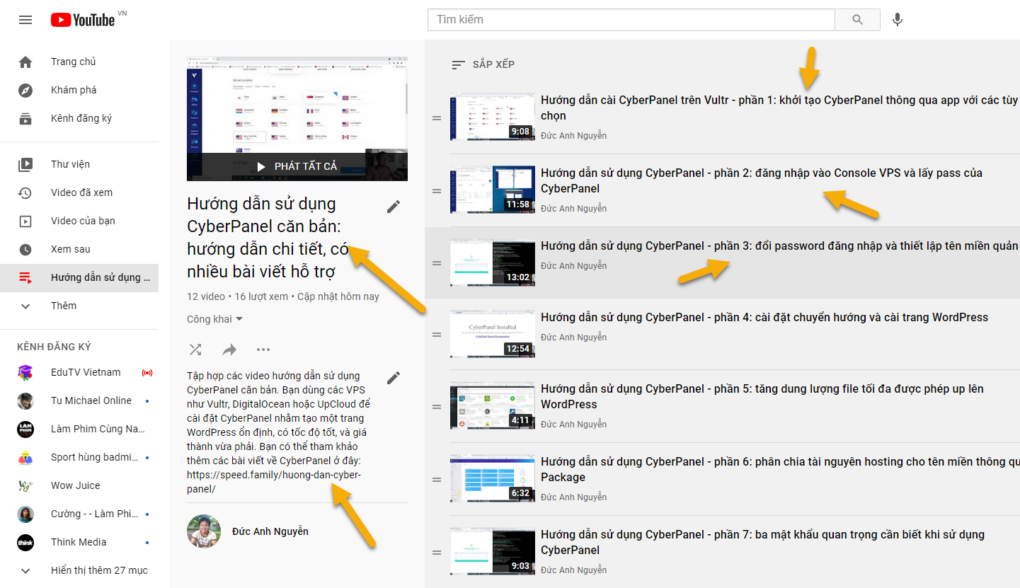 đưa video vào danh sách phát