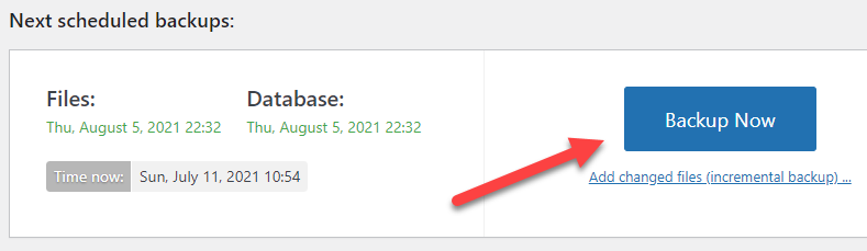 nhấn backup website