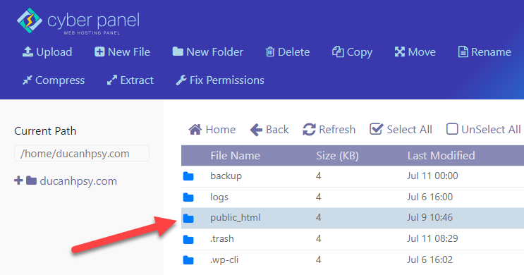 thư mục chứa file của website
