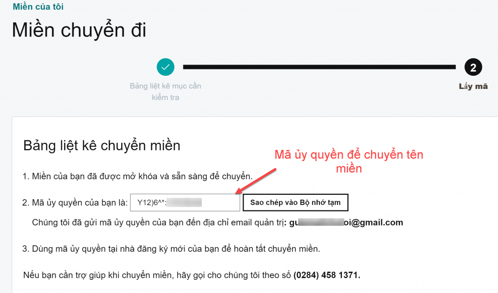 Nhận mã ủy quyền