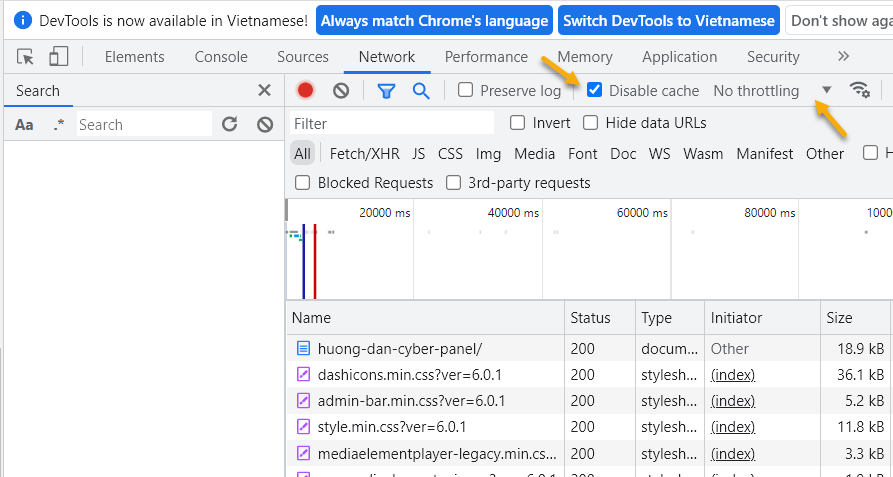 vô hiệu hóa cache để cảm nhận tốc độ thật