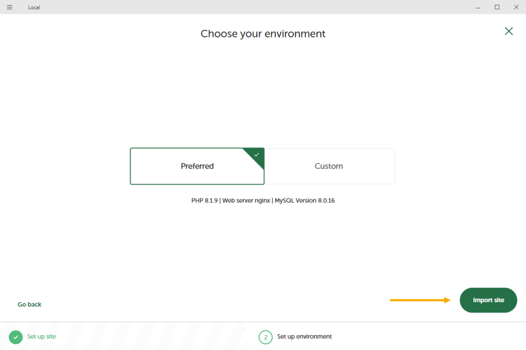 Để như mặc định rồi Import