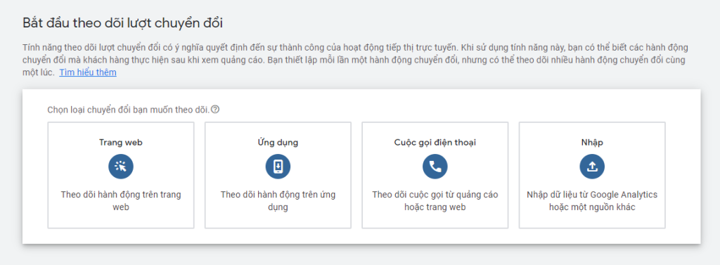 Chọn loại Theo dõi chuyển đổi