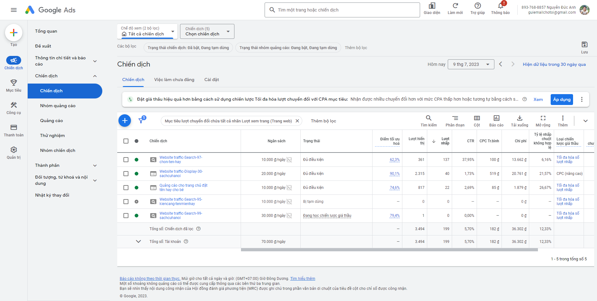 Tối ưu quảng cáo Google
