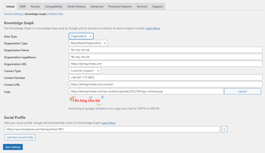 Schema cho tổ chức