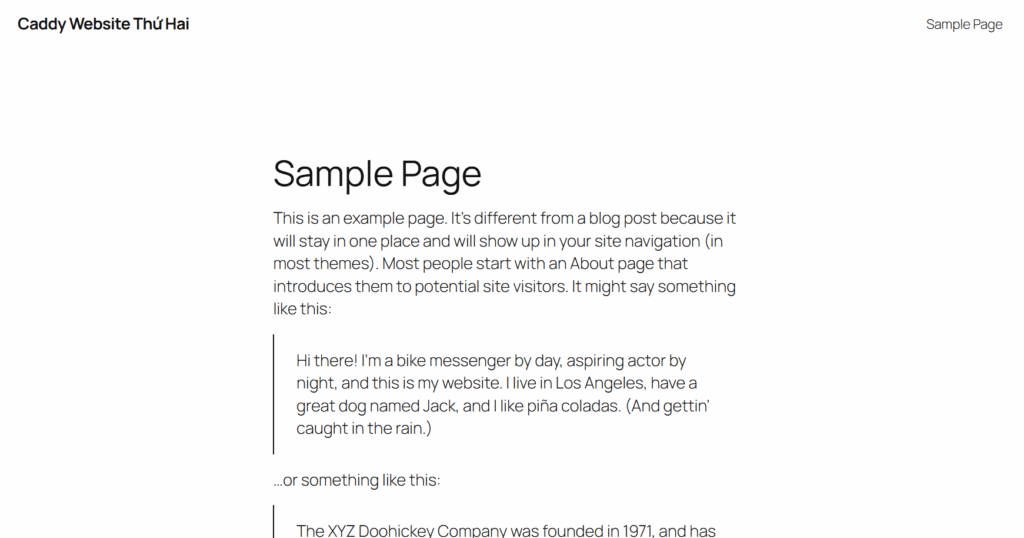 Cài thành công trang Caddy thứ hai